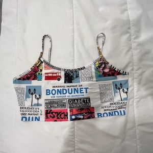Newspaper inspired vintage crop top